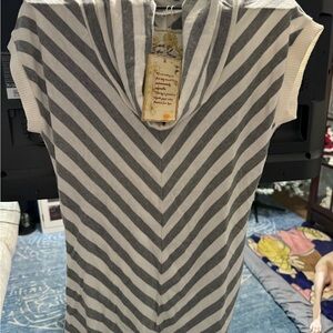 Poof! Chevron Striped Gray and White Tunic